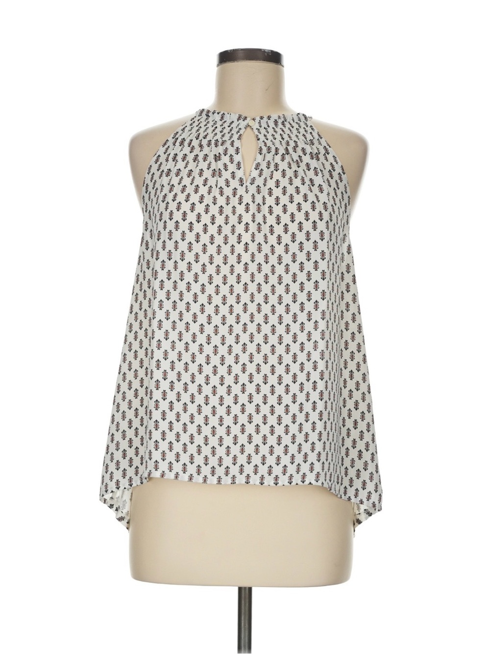 LOFT Cream Halter Camisole with Tiny Black & Brown Print